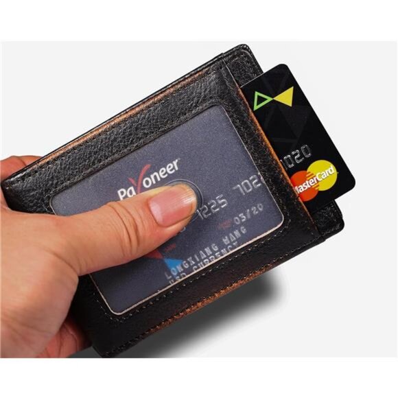 Skull Wallet for Men with Money Clip Genuine Leather Bifold RFID Blocking - Picture 5 of 8